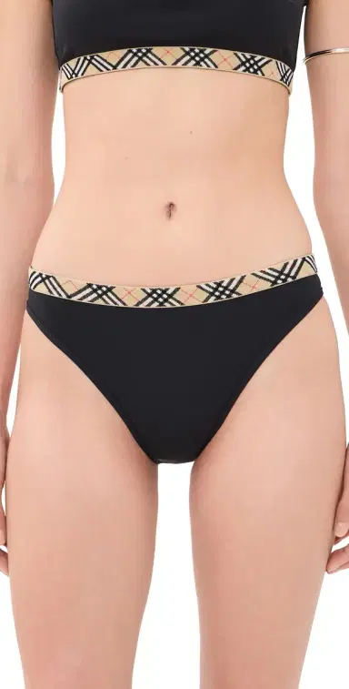 Burberry Check Trim Bikini Bottoms Black | Thumbnail 1 Burberry Check Trim Bikini Bottoms Black | Thumbnail 1