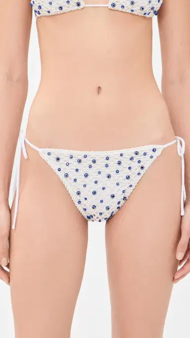 Leslie Amon Micro Eye Bikini Bottoms White And Blue | Thumbnail 2 Leslie Amon Micro Eye Bikini Bottoms White And Blue | Thumbnail 2