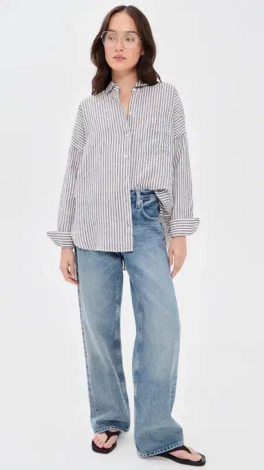 Alex Mill Jo Linen Shirt In Havana Stripe Espresso/Ivory S | Thumbnail 5 Alex Mill Jo Linen Shirt In Havana Stripe Espresso/Ivory S | Thumbnail 5