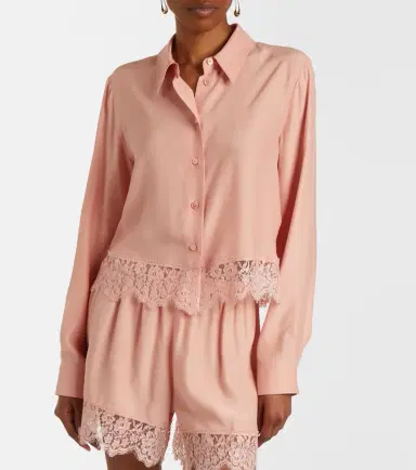 Stella McCartney Floral lace-trimmed silk shirt | Thumbnail 5 Stella McCartney Floral lace-trimmed silk shirt | Thumbnail 5