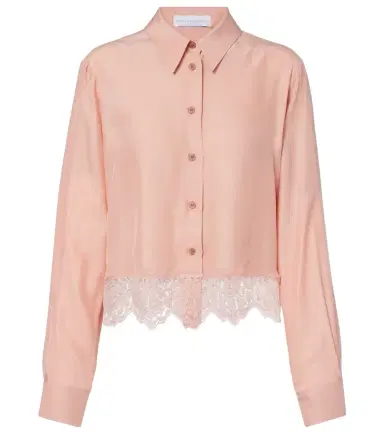 Stella McCartney Floral lace-trimmed silk shirt | Thumbnail 1 Stella McCartney Floral lace-trimmed silk shirt | Thumbnail 1
