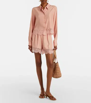Stella McCartney Lace-trimmed silk shorts | Thumbnail 4 Stella McCartney Lace-trimmed silk shorts | Thumbnail 4
