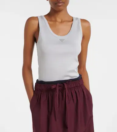 Prada Ribbed-knit cotton tank top | Thumbnail 4 Prada Ribbed-knit cotton tank top | Thumbnail 4