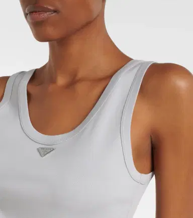Prada Ribbed-knit cotton tank top | Thumbnail 5 Prada Ribbed-knit cotton tank top | Thumbnail 5