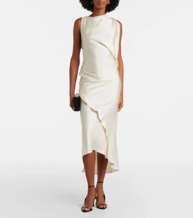 Victoria Beckham Kyra draped midi dress | Thumbnail 2 Victoria Beckham Kyra draped midi dress | Thumbnail 2