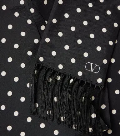 Valentino Fringed polka-dot silk scarf | Thumbnail 2 Valentino Fringed polka-dot silk scarf | Thumbnail 2