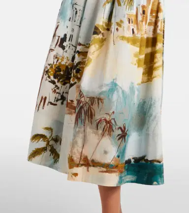Oscar de la Renta Pleated printed cotton-blend cocktail dress | Thumbnail 3 Oscar de la Renta Pleated printed cotton-blend cocktail dress | Thumbnail 3