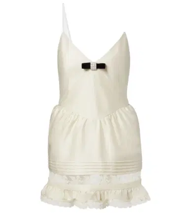 Shushu/Tong ace-trimmed wool and silk minidress | Thumbnail 1 Shushu/Tong ace-trimmed wool and silk minidress | Thumbnail 1