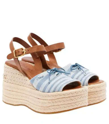 Chloé Chloé Isla striped canvas espadrille wedges | Thumbnail 1 Chloé Chloé Isla striped canvas espadrille wedges | Thumbnail 1