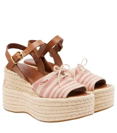 Chloé Chloé Striped canvas espadrille wedge sandals | Thumbnail 1 Chloé Chloé Striped canvas espadrille wedge sandals | Thumbnail 1