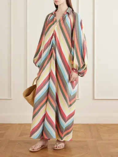 Marrakshi Life The Balloon Sleeve Touareg Striped Cotton Maxi Dress | Thumbnail 2 Marrakshi Life The Balloon Sleeve Touareg Striped Cotton Maxi Dress | Thumbnail 2