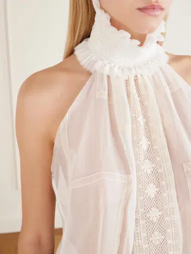 Dilara Findikoglu Mask Of Pleasing Lace-trimmed Silk Blouse | Thumbnail 4 Dilara Findikoglu Mask Of Pleasing Lace-trimmed Silk Blouse | Thumbnail 4