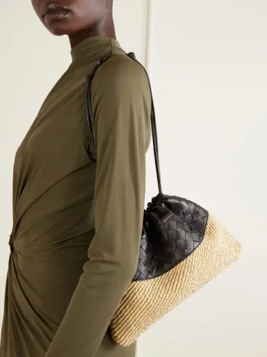 Bottega Veneta Dustbag Medium Intrecciato Leather And Raffia Clutch | Thumbnail 2 Bottega Veneta Dustbag Medium Intrecciato Leather And Raffia Clutch | Thumbnail 2