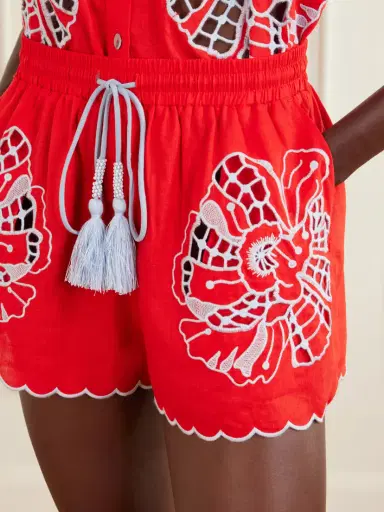 Farm Rio Embroidered Linen-blend Shorts | Thumbnail 5 Farm Rio Embroidered Linen-blend Shorts | Thumbnail 5