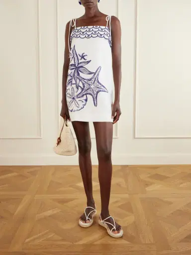 Farm Rio Coast Stars Printed Linen Midi Dress | Thumbnail 2 Farm Rio Coast Stars Printed Linen Midi Dress | Thumbnail 2