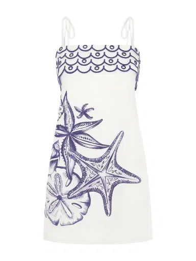 Farm Rio Coast Stars Printed Linen Midi Dress | Thumbnail 1 Farm Rio Coast Stars Printed Linen Midi Dress | Thumbnail 1