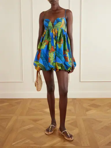 Farm Rio Banana Grapes Printed Linen-blend Mini Dress | Thumbnail 2 Farm Rio Banana Grapes Printed Linen-blend Mini Dress | Thumbnail 2