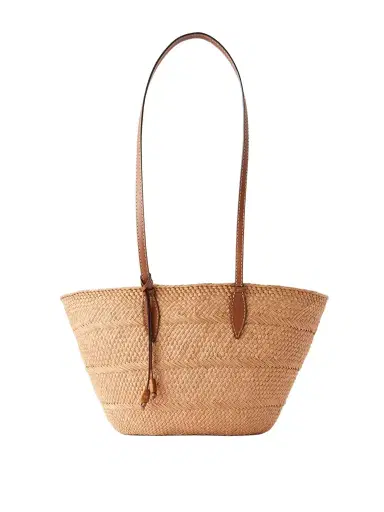 Hunting Season Trapeze Basket Leather-trimmed Raffia Tote | Thumbnail 1 Hunting Season Trapeze Basket Leather-trimmed Raffia Tote | Thumbnail 1