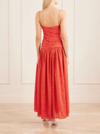 Matteau Gathered Polka-dot Organic Cotton And Silk-blend Midi Dress | Thumbnail 3 Matteau Gathered Polka-dot Organic Cotton And Silk-blend Midi Dress | Thumbnail 3
