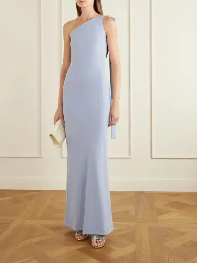 BERNADETTE Alexander One-shoulder Bow-detailed Crepe Gown | Thumbnail 2 BERNADETTE Alexander One-shoulder Bow-detailed Crepe Gown | Thumbnail 2