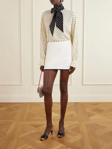 Valentino Garavani Scarf-detailed Polka-dot Silk Crepe De Chine Blouse | Thumbnail 2 Valentino Garavani Scarf-detailed Polka-dot Silk Crepe De Chine Blouse | Thumbnail 2