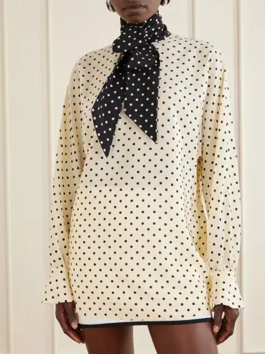 Valentino Garavani Scarf-detailed Polka-dot Silk Crepe De Chine Blouse | Thumbnail 3 Valentino Garavani Scarf-detailed Polka-dot Silk Crepe De Chine Blouse | Thumbnail 3