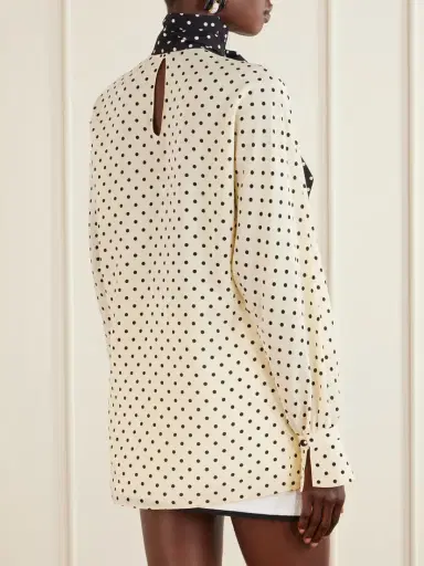 Valentino Garavani Scarf-detailed Polka-dot Silk Crepe De Chine Blouse | Thumbnail 4 Valentino Garavani Scarf-detailed Polka-dot Silk Crepe De Chine Blouse | Thumbnail 4
