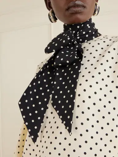 Valentino Garavani Scarf-detailed Polka-dot Silk Crepe De Chine Blouse | Thumbnail 5 Valentino Garavani Scarf-detailed Polka-dot Silk Crepe De Chine Blouse | Thumbnail 5