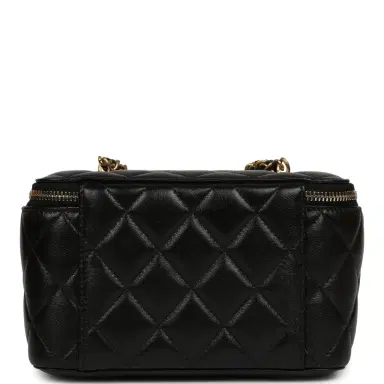 Chanel Chanel Small Pearl Crush Vanity Case Black Lambskin Brushed Gold Hardware | Thumbnail 4 Chanel Chanel Small Pearl Crush Vanity Case Black Lambskin Brushed Gold Hardware | Thumbnail 4