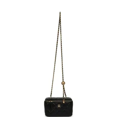 Chanel Chanel Small Pearl Crush Vanity Case Black Lambskin Brushed Gold Hardware | Thumbnail 7 Chanel Chanel Small Pearl Crush Vanity Case Black Lambskin Brushed Gold Hardware | Thumbnail 7