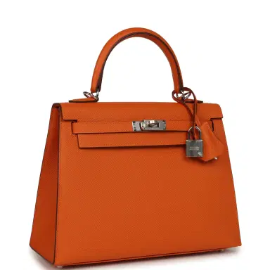 HERMÈS Hermes Kelly Sellier 25 Orange Epsom Palladium Hardware | Thumbnail 2 HERMÈS Hermes Kelly Sellier 25 Orange Epsom Palladium Hardware | Thumbnail 2