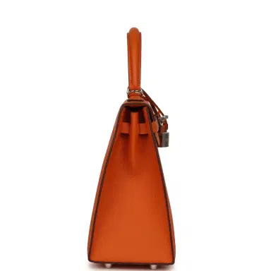HERMÈS Hermes Kelly Sellier 25 Orange Epsom Palladium Hardware | Thumbnail 3 HERMÈS Hermes Kelly Sellier 25 Orange Epsom Palladium Hardware | Thumbnail 3