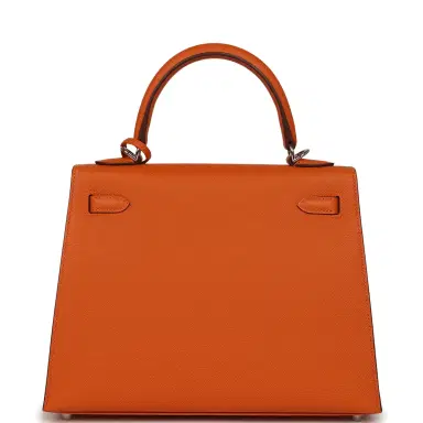 HERMÈS Hermes Kelly Sellier 25 Orange Epsom Palladium Hardware | Thumbnail 4 HERMÈS Hermes Kelly Sellier 25 Orange Epsom Palladium Hardware | Thumbnail 4