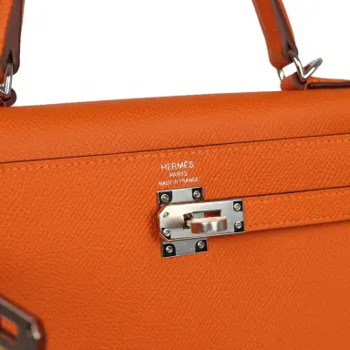 HERMÈS Hermes Kelly Sellier 25 Orange Epsom Palladium Hardware | Thumbnail 7 HERMÈS Hermes Kelly Sellier 25 Orange Epsom Palladium Hardware | Thumbnail 7