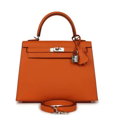 HERMÈS Hermes Kelly Sellier 25 Orange Epsom Palladium Hardware | Thumbnail 1 HERMÈS Hermes Kelly Sellier 25 Orange Epsom Palladium Hardware | Thumbnail 1
