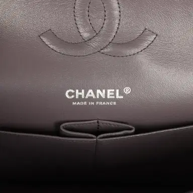 Chanel Pre-owned Chanel Medium Classic Double Flap Bag Iridescent Purple Goatskin Rainbow Hardware | Thumbnail 8 Chanel Pre-owned Chanel Medium Classic Double Flap Bag Iridescent Purple Goatskin Rainbow Hardware | Thumbnail 8