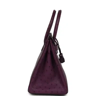 HERMÈS Pre-owned Hermes Birkin 30 Violet Ostrich Palladium Hardware | Thumbnail 3 HERMÈS Pre-owned Hermes Birkin 30 Violet Ostrich Palladium Hardware | Thumbnail 3