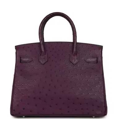 HERMÈS Pre-owned Hermes Birkin 30 Violet Ostrich Palladium Hardware | Thumbnail 4 HERMÈS Pre-owned Hermes Birkin 30 Violet Ostrich Palladium Hardware | Thumbnail 4