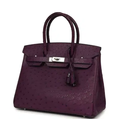 HERMÈS Pre-owned Hermes Birkin 30 Violet Ostrich Palladium Hardware | Thumbnail 5 HERMÈS Pre-owned Hermes Birkin 30 Violet Ostrich Palladium Hardware | Thumbnail 5