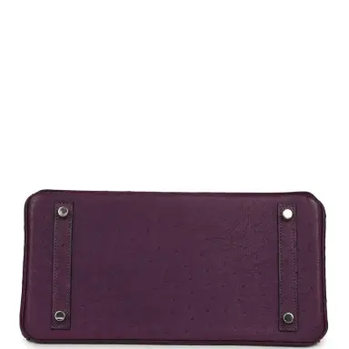HERMÈS Pre-owned Hermes Birkin 30 Violet Ostrich Palladium Hardware | Thumbnail 6 HERMÈS Pre-owned Hermes Birkin 30 Violet Ostrich Palladium Hardware | Thumbnail 6