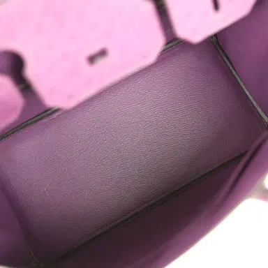 HERMÈS Pre-owned Hermes Birkin 30 Violet Ostrich Palladium Hardware | Thumbnail 8 HERMÈS Pre-owned Hermes Birkin 30 Violet Ostrich Palladium Hardware | Thumbnail 8
