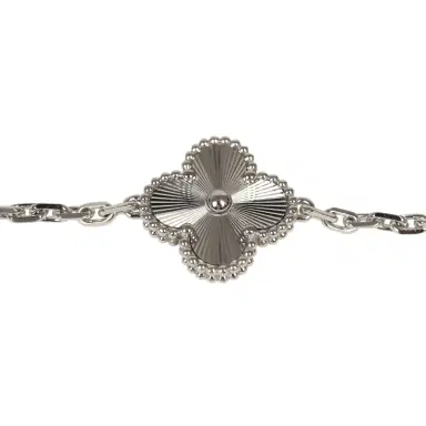 Van Cleef & Arpels Pre-owned Van Cleef & Arpels Vintage Alhambra 5 Motif Bracelet Guilloché 18K White Gold | Thumbnail 3 Van Cleef & Arpels Pre-owned Van Cleef & Arpels Vintage Alhambra 5 Motif Bracelet Guilloché 18K White Gold | Thumbnail 3