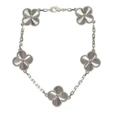 Van Cleef & Arpels Pre-owned Van Cleef & Arpels Vintage Alhambra 5 Motif Bracelet Guilloché 18K White Gold | Thumbnail 1 Van Cleef & Arpels Pre-owned Van Cleef & Arpels Vintage Alhambra 5 Motif Bracelet Guilloché 18K White Gold | Thumbnail 1