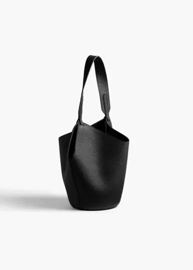 Khaite Mini Lotus Tote In Black Pebbled Leather | Thumbnail 2 Khaite Mini Lotus Tote In Black Pebbled Leather | Thumbnail 2