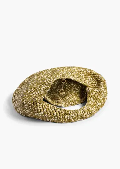 Khaite Medium Olivia Hobo In Olive And White Raffia | Thumbnail 3 Khaite Medium Olivia Hobo In Olive And White Raffia | Thumbnail 3