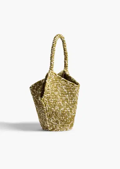 Khaite Mini Lotus Tote In Olive And White Raffia | Thumbnail 2 Khaite Mini Lotus Tote In Olive And White Raffia | Thumbnail 2