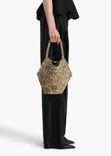 Khaite Mini Lotus Tote In Olive And White Raffia | Thumbnail 5 Khaite Mini Lotus Tote In Olive And White Raffia | Thumbnail 5
