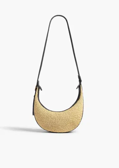 Khaite Small Augustina Crossbody Bag In Natural Raffia And Black Leather | Thumbnail 2 Khaite Small Augustina Crossbody Bag In Natural Raffia And Black Leather | Thumbnail 2