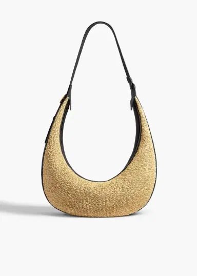 Khaite Augustina Hobo In Natural Raffia And Black Leather | Thumbnail 2 Khaite Augustina Hobo In Natural Raffia And Black Leather | Thumbnail 2