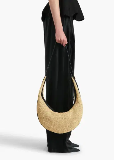 Khaite Augustina Hobo In Natural Raffia And Black Leather | Thumbnail 6 Khaite Augustina Hobo In Natural Raffia And Black Leather | Thumbnail 6